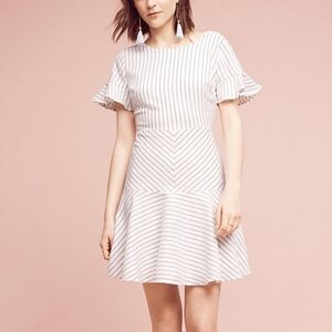 Sunday In Brooklyn White and Black A-Line Mini Dress with Flutter Sleeves